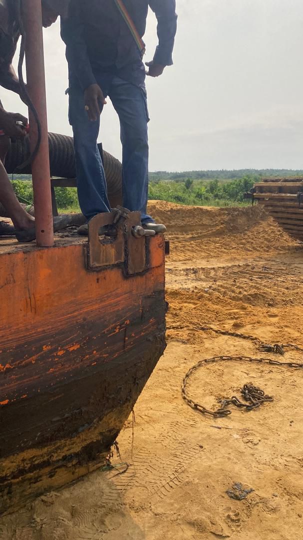 Stockpiles of sand and granite